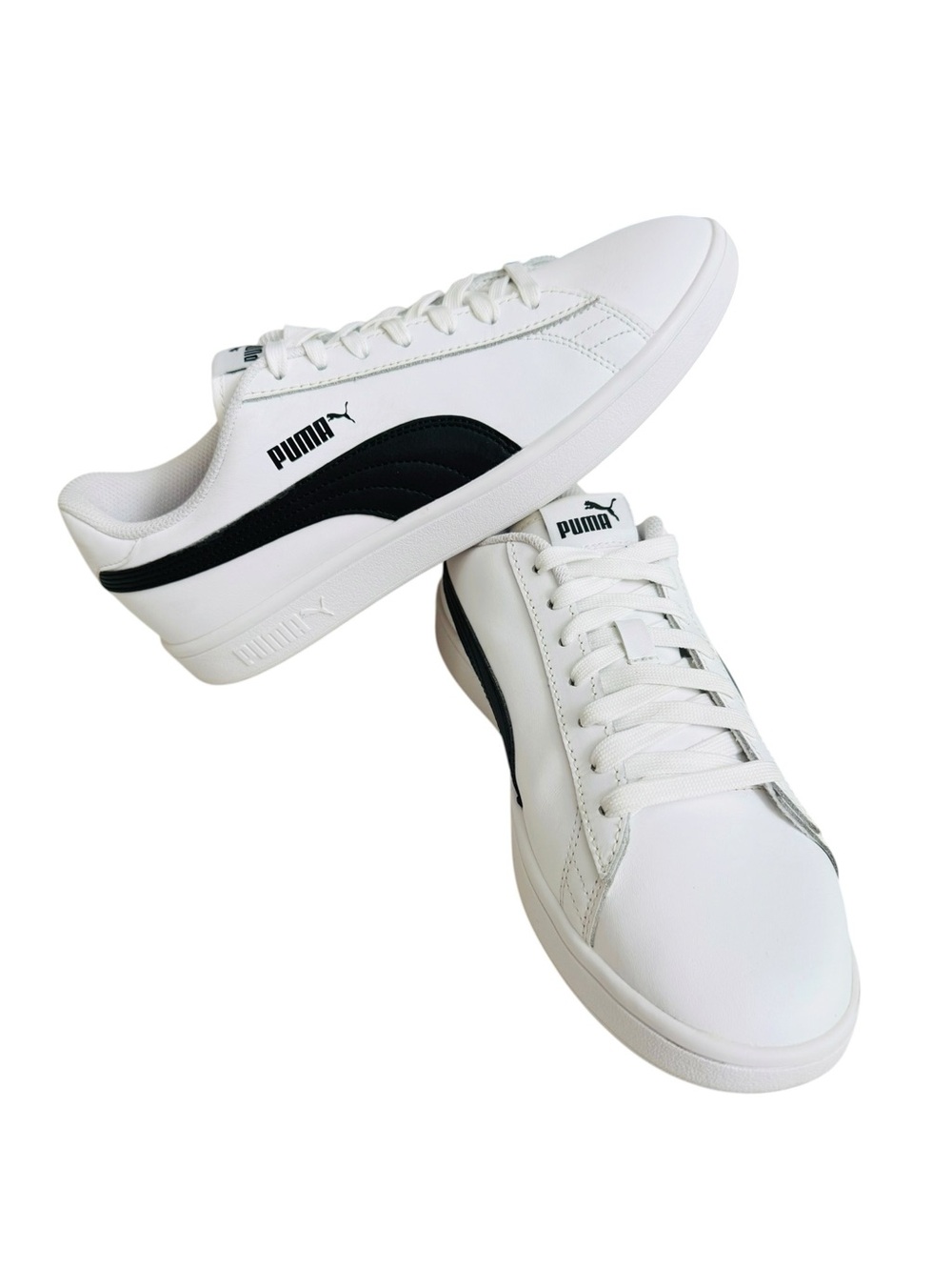 Puma White Low-Top Sneakers with Black Formstripe